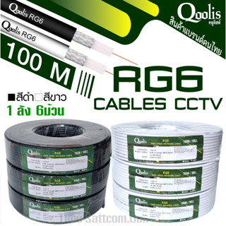 (ขายส่งยกลัง6ม้วน)คลูลิสต์ Qoolis สายสัญญาณ RG6 ซิลด์ 60% สีขาว ม้วนละ 100เมตร