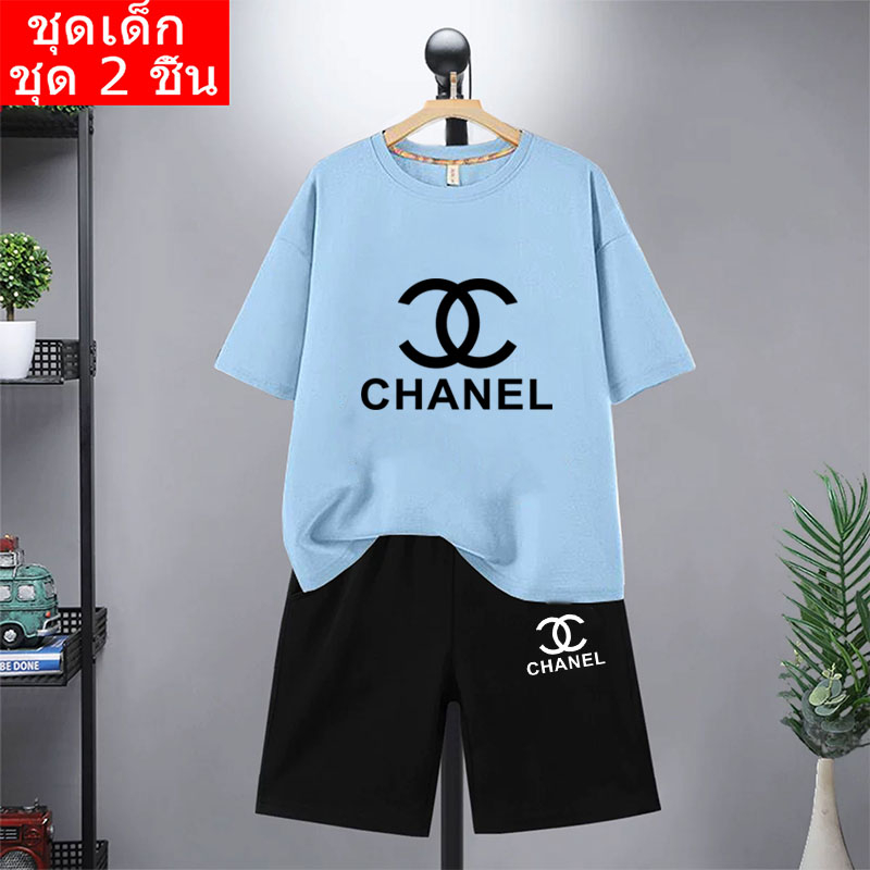 สินค้าในไทย* ชุดเซ็ตเด็ก 2 ชิ้นเสื้อยืดแขนสั้นคอกลม+กางเกงขาสั้น ลายการ์ตูนน่ารักใส่ได้ทั้งหญิงและชา