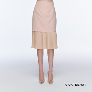 VICKTEERUT Re-Edition Pencil Skirt with Pleated Hem กระโปรงสอบตกแต่งระบายอัดพลีท