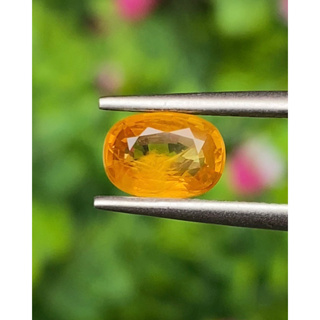 พลอย บุษราคัม yellow sapphire 1.21 กะรัต (Cts.) พลอยแท้ อัญมณีมงคลประจําวันเกิด เครื่องประดับพลอย