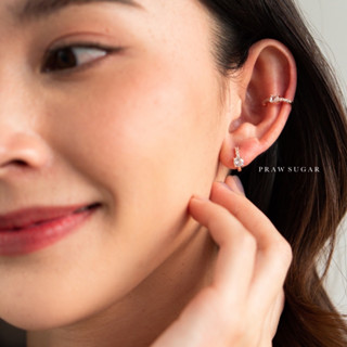 Mini Gorgeous Hoop Earrings - ต่างหูห่วงคริสตัลเดี่ยวขนาดเล็ก (ก้านต่างหูเงินแท้)(มี 3 สี)