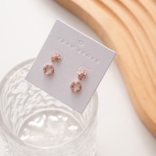 Sparkle Flower Earrings Set - ต่างหูเซ็ทดอกไม้คริสตัลใสขนาดเล็ก (ก้านต่างหูเงินแท้)(มี 3 สี)