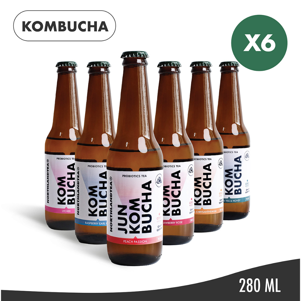 Northlandtea - Kombucha แบบแพ็ค 6 ขวด และ 12 ขวด - คอมบูชา Probiotic - สร้างจุลินทรีย์ที่ดีในร่างกาย