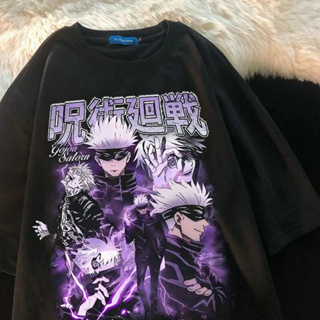 ❁☜✁อะนิเมะญี่ปุ่น Jujutsu Kaisen เสื้อยืดกราฟฟิค เสื้อเชิ้ตแขนสั้นโกธิค