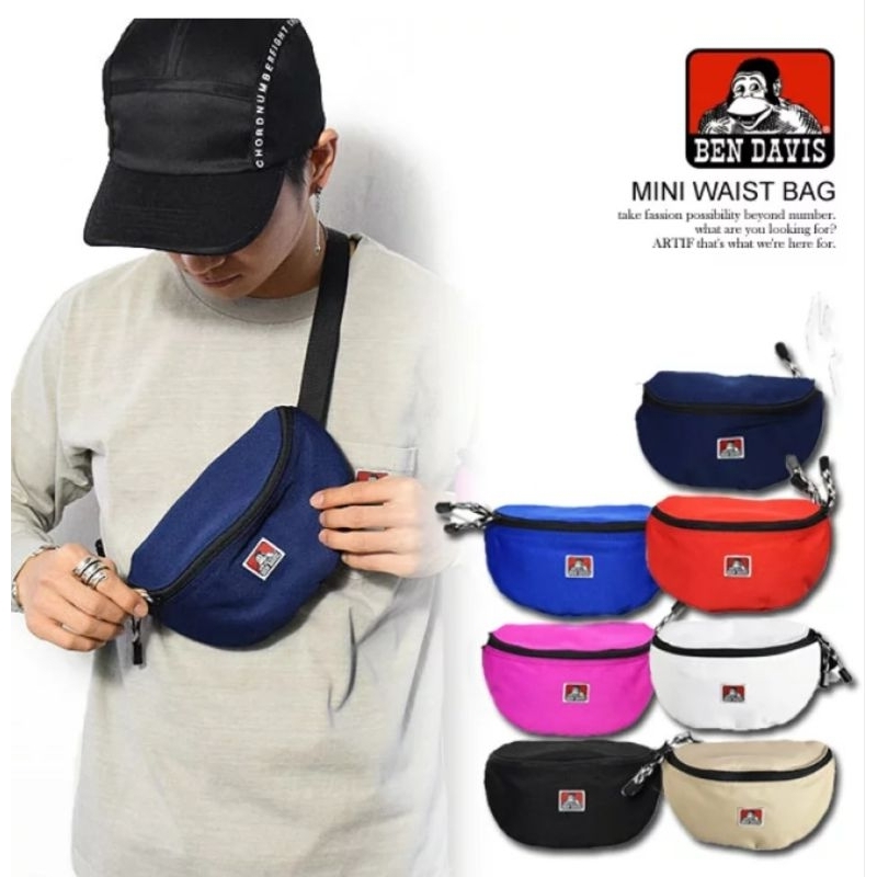 (มีขาว ดำ)ben davis mini cross body waist bag กระเป๋าคาดอก กระเป๋าคาดเอว