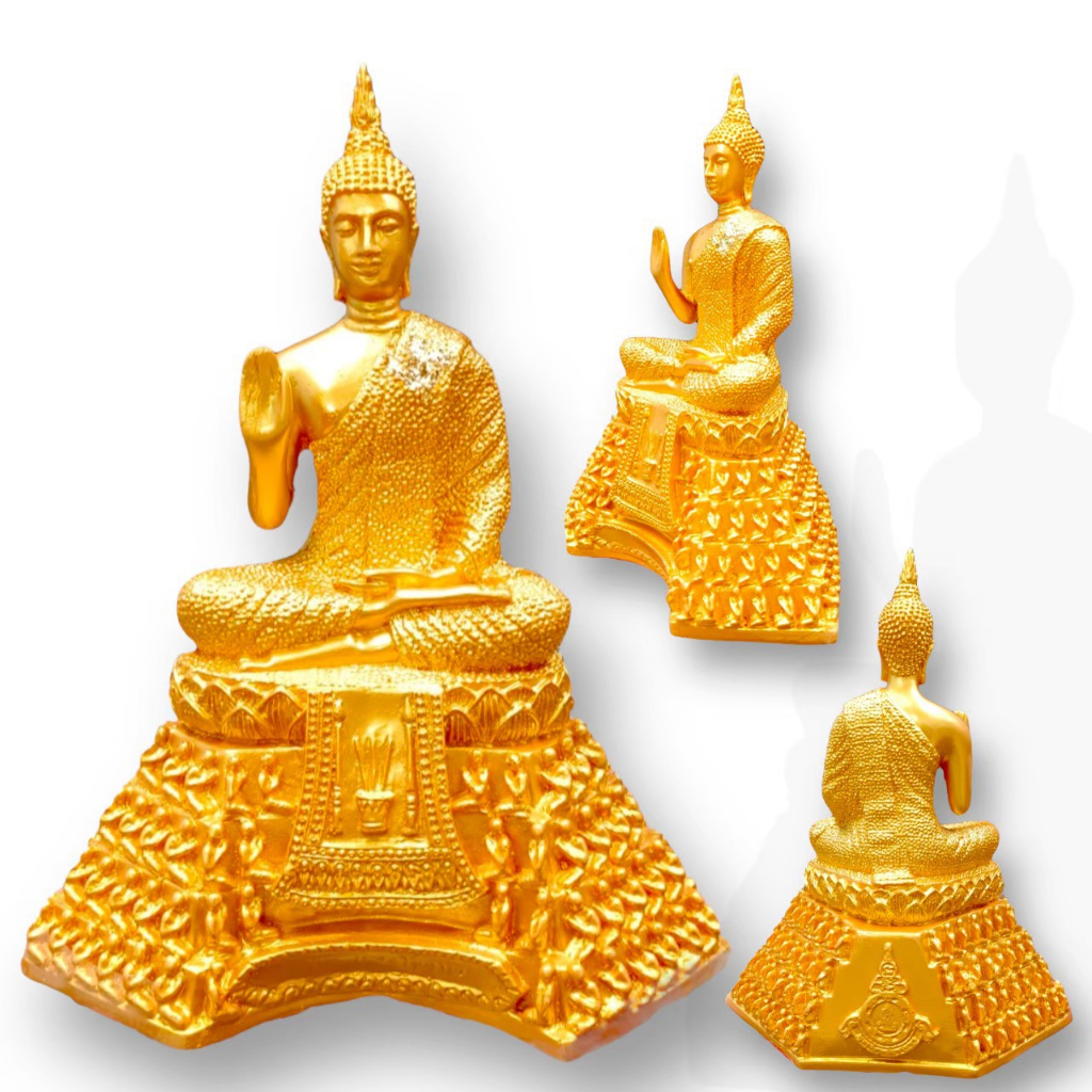 [MSW8]พระพุทธรูปปางประทานพร การให้โอวาท ฐานพระสาวก 108 เนื้อเรซิ่น สีน้ำทองพรีเมี่ยม หน้าตัก 5 นิ้ว 