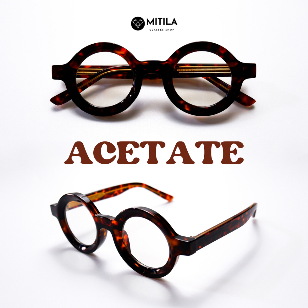 กรอบแว่นตาอะซิเตท เสริมโครงด้านใน​ 100% Acetate​ แข็งแกร็ง, ทนทาน, สีไม่ลอก​ มีบริการตัดเลนส์สายตา รุ่น5344