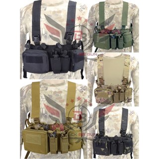 M4 Chest Rig สายโยงบ่า  ● คุณสมบัติ : 1. ผลิตจากผ้า 500D 2. ติดตั้งง่าย สวมใส่ง่าย เบาสบาย ไม่ร้อน 3. มีเพ้าแม็กกาซีนปืน