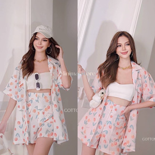 New Tulip korea set  cottoncandy  Set 2ชิ้น เชิ้ต+กางเกง ผ้านำเข้าเกาหลี ใส่สบายสุดๆ ลายสวยน่ารัก