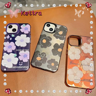 💜Kettra💜ป้องกันการหล่น ขอบเต็ม iPhone 11 14 pro max ดอกไม้ ลวดลาย เล็กและสด แฟชั่น หวานเท่ case for iPhone 12 13