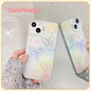 🍑CasePhoneg🍑ป้องกันการหล่น ขอบเต็ม รุ่นโซ่ iPhone 11 14 pro max ความคิดสร้างสรรค์ ผีเสื้อ หวานสวย case for iPhone 12 13