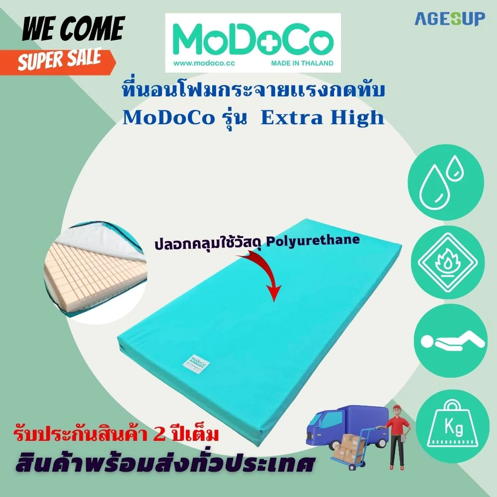 ที่นอนโฟมกระจายแรงแผลกดทับ MoDoCo ขนาด 15 ซม. ที่นอนกันเเผลกดทับ