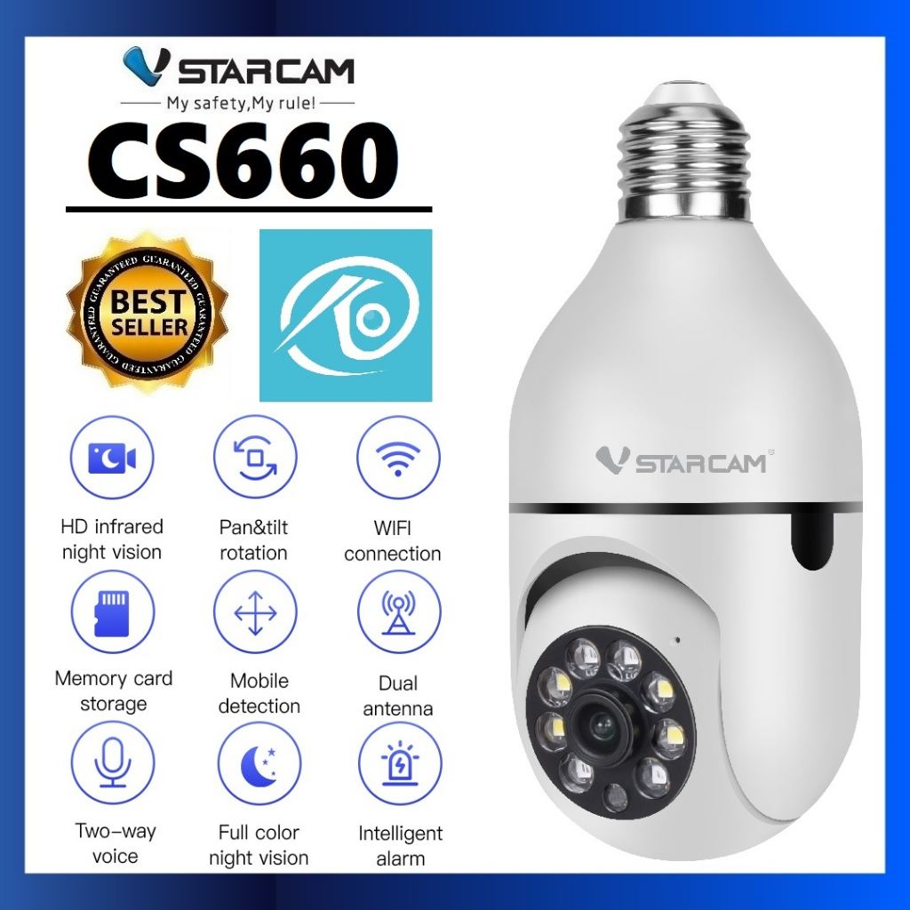 VSTARCAM CS660 SUPER HD 1296p 3.0MP WiFi iP Camera E27 ใส่ขั้วหลอดไฟ กล้องวงจรปิดไร้สาย
