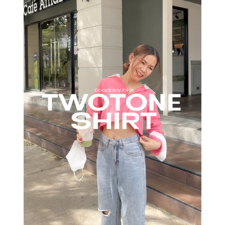 Twotone shirt เสื้อเชิ้ตครอปทูโทน