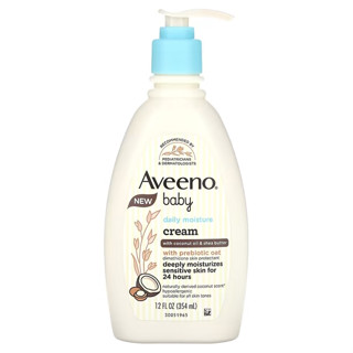 [ของแท้ 100%] AVEENO BABY DAILY MOISTURE CREAM WITH COCONUT OIL &amp; SHEA BUTTER WITH PROTECTANT OAT 12 fl.oz. (354 ml)