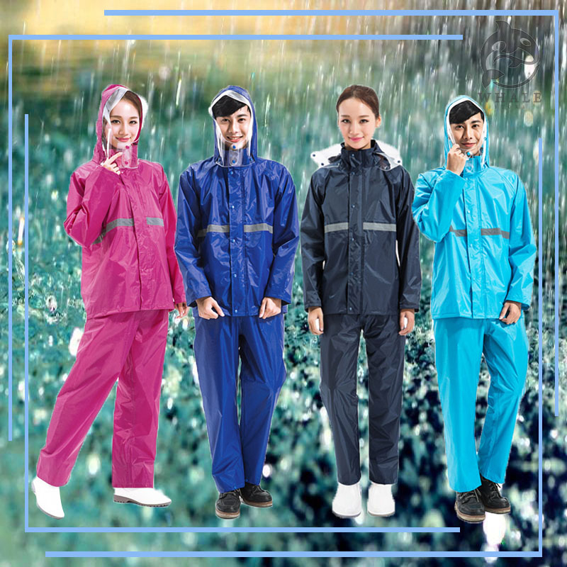 เสื้อกันฝน ชุดกันฝน สื้อกันฝน เุดกันฝน มีแถบสะท้อนแสง หมวกติดเสื้อ Waterproof Rain Suit มีหลายสีให้เลือก