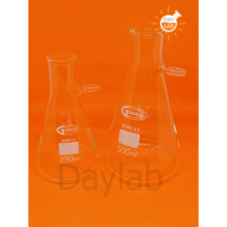 Suction Flask 250ML 500ML ขวดกรองสาร ยี่ห้อ GLASSCO ประเทศอังกฤษ BORO 3.3 ทนสารเคมี