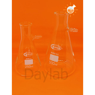 Suction Flask 250ML 500ML ขวดกรองสาร ยี่ห้อ GLASSCO ประเทศอังกฤษ BORO 3.3 ทนสารเคมี