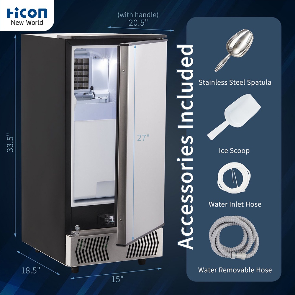 เครื่องทำน้ำแข็ง Hicon รุ่น HBZB-36F ผลิตได้ 36kg/วัน สำหรับบ้าน คอนโด ร้านกาแฟ | Hicon New World