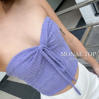 SOMEDAY : MONAE TOP | เสื้อเกาะอกขนเฟอร์ นุ่มนิ่มสีม่วงสุดคิ้วทึ