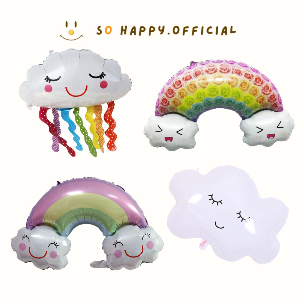 พร้อมส่ง🇹🇭 ลูกโป่งสายรุ้ง ลูกโป่งก้อนเมฆ มีหลายแบบ น่ารักสดใส พร็อพวันเกิด