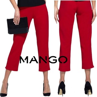 mng red solid crop trousers