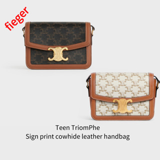 กระเป๋าคลาสสิก Celine ใหม่ Teen TriomPhe Sign print cowhide leather handbag