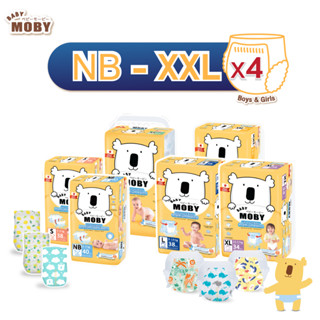 [Baby Moby] เบบี้ โมบี้ ผ้าอ้อมสำเร็จรูป (Size NB ,S, M , L , XL , XXL) Pants Diapers ( 4 เเพ็ค ) ยกลัง ผ้าอ้อมเด็กแรกเกิด ผ้าอ้อมเด็ก เลือกไซส์ด้านใน