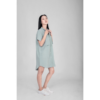 QueenCows ชุดให้นม Peller Linen Dress Shirt (Gray)