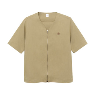 TAKEO KIKUCHI เสื้อเชิ้ตแขนสั้น COLLARLESS ZIPPER OVERSHIRT