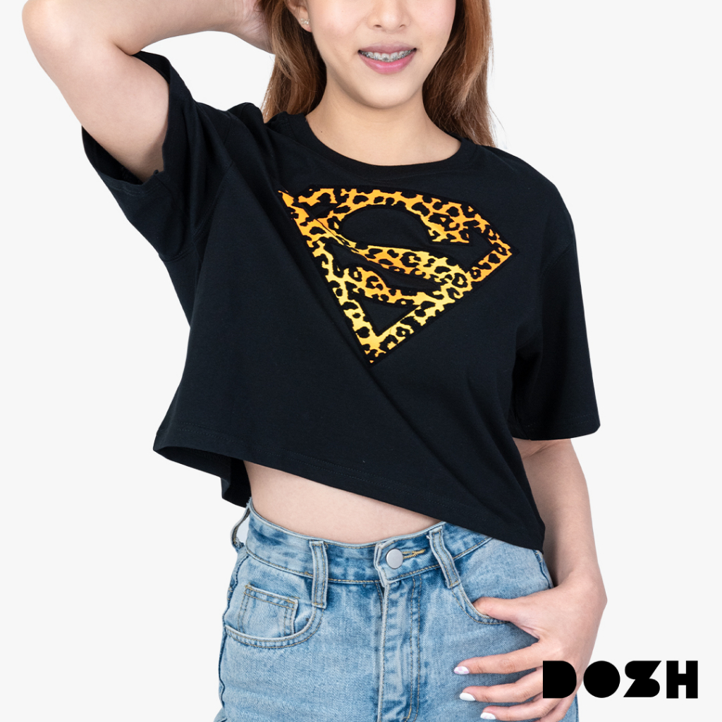 DOSH WOMEN'S CROPPED T-SHIRTS SUPERMAN เสื้อยืดครอปผู้หญิง DSWT1048-BL