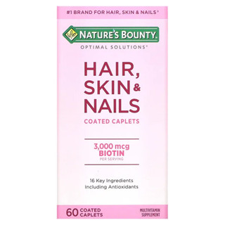 Natures Bounty, Optimal Solutions, Hair Skin &amp; Nails, 60 Coated Caplets