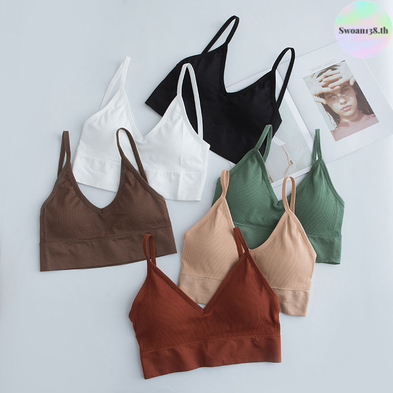 เสื้อชั้นในผู้หญิง สวมใส่สบาย ไร้กรอบ สปอร์ตบรา หลากสี ราคาถูก ดันทรง เสื้อใน