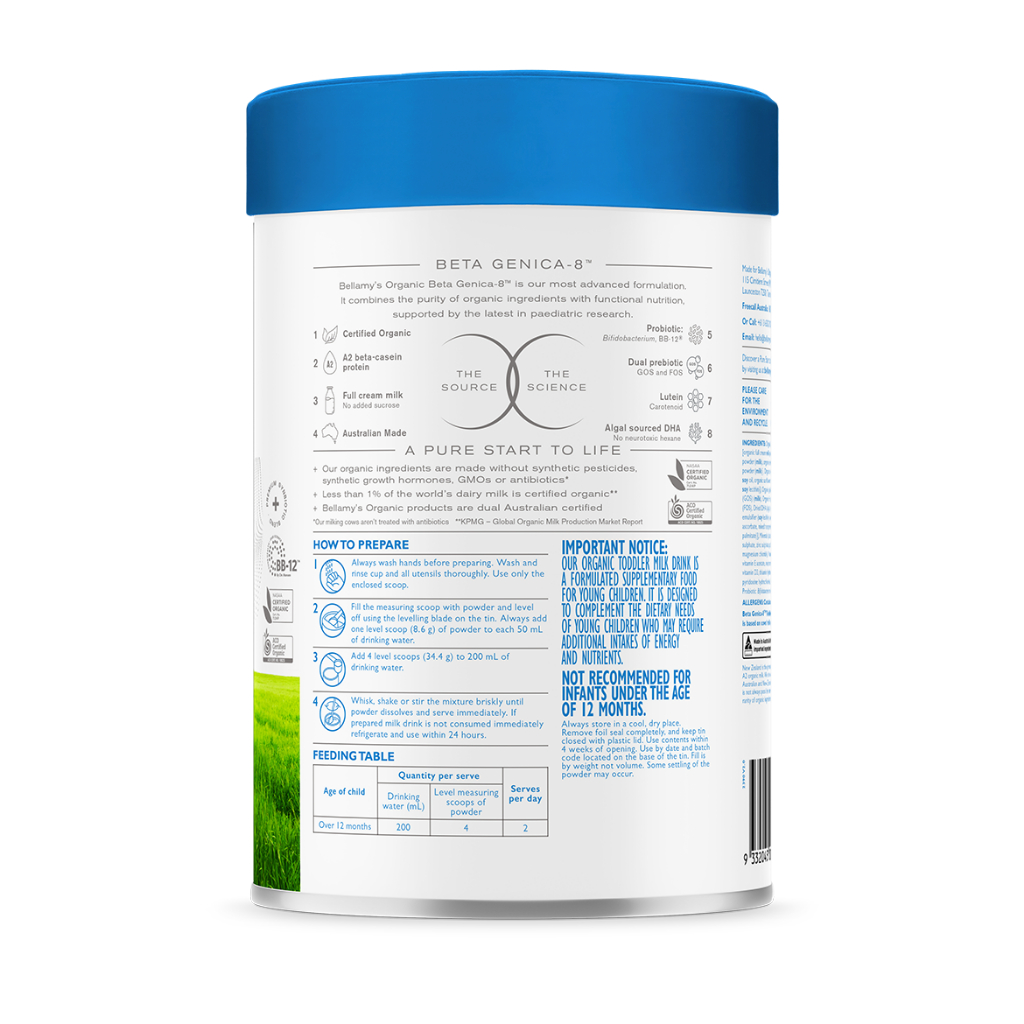 [Official]Bellamy's Organic 3 นมผงพรีเมียมสำหรับเด็กวัย 1 ปีขึ้นไป มี A2 Beta-casein สำหรับ Lactose Intolerance - รูปที่ 3