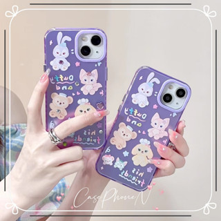 เคสไอโฟน iphone 11 14 Pro Max น่ารัก การ์ตูน  สีม่วง ลีน่า เบลล์ ขอบเต็ม ป้องกันการตก iphone 12 13 Pro Case for iPhone