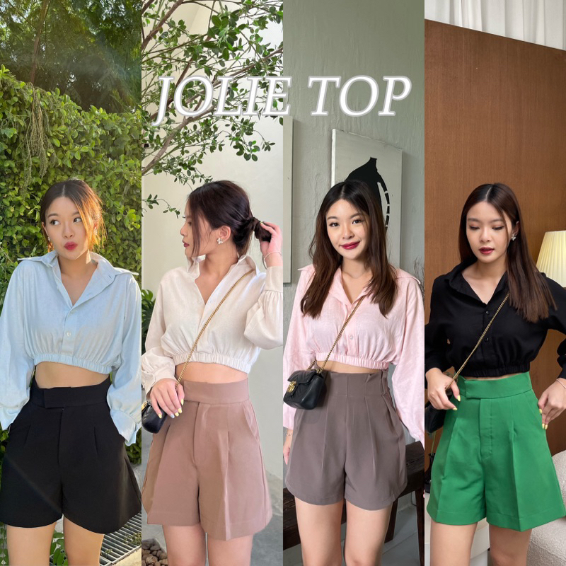 Jolie top เชิ้ตแขนยาวดีเทลเอวจั๊มผ้าลินิน รบกวนอ่านรายละเอียดก่อนน้า(nita.bkk)