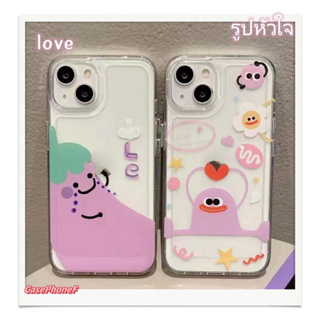 ✨ส่งของขวัญ✨เคส for iPhone 11 14 Pro Max Case for iPhone 12 13 ป้องกันการตก การป้องกัน สาวน่ารักหัวใจ โปร่งแสง