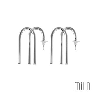 [MILIN]  Tatia Earrings Signature asymmetrical Milin M logo Earrings ต่างหูติดหูแต่งห้อยโลโก้