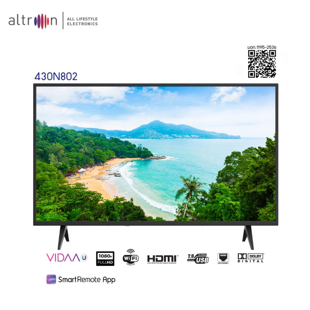 atron LED Smart Vidaa TV สมาร์ท ทีวี 43 นิ้ว รับประกัน 3 ปี