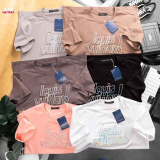 เสื้อยืดคอกลมแขนสั้นพิมพ์ลาย LOU▲S VU▲TTON 🏷️งานป้ายผ้าcotton