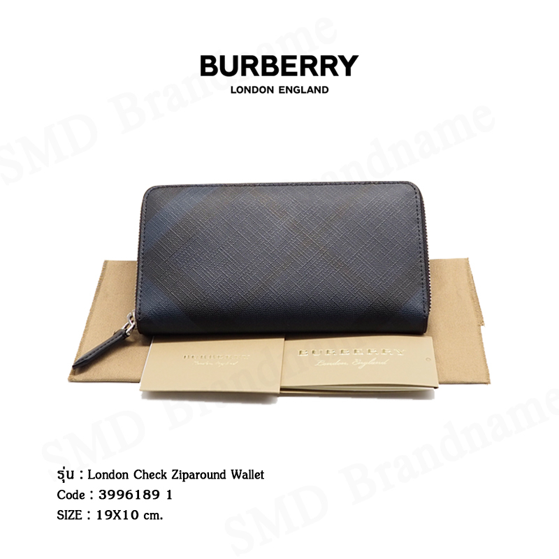 Burberry กระเป๋าสตางค์ผู้หญิงใบยาว รุ่น London Check Ziparound Wallet Code:3996189 1
