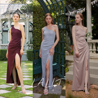 LALIT STUDIO Vendy Dress เดรสไหล่เดียว(สินค้าพร้อมส่ง) เดรสออกงาน สไตล์เรียบหรู ตัดเย็บอย่างดี ชุดงานแต่งแบรนด์ IG