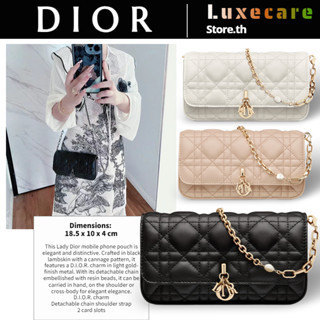 ดิออร์👜Dior LADY DIOR Women/Shoulder Bag สุภาพสตรี/กระเป๋าสะพายไหล่/กระเป๋าสะพายข้าง/กระเป๋าคลัทช์/กระเป๋าโซ่