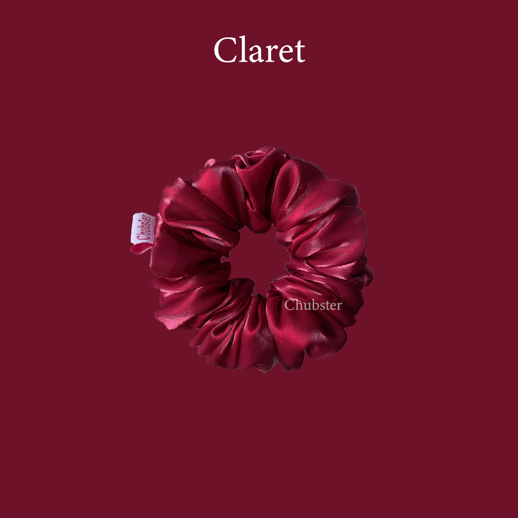 Claret ยางรัดผมผ้าซาติน(เงา) Satin Scrunchies ยางมัดผม ยางรัดผมโดนัท
