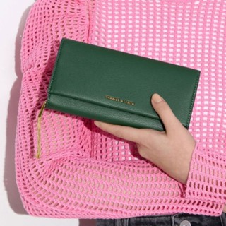 Charles &amp; Keith Tassel Detail Long Wallet - Dark Green