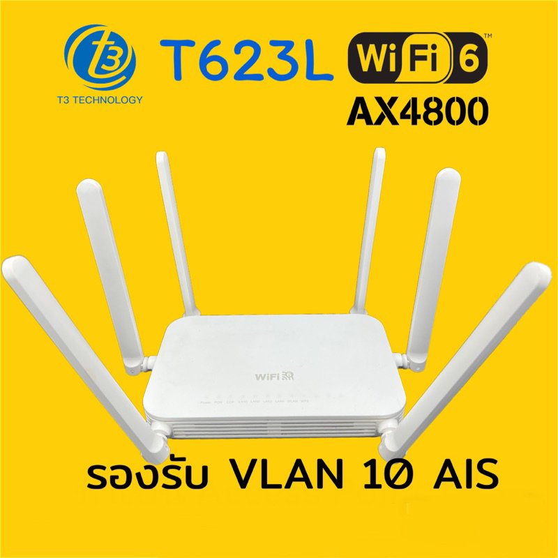 T3 T623L  WIFI6 AX4800 แบนด์วิดธ์ 160Mhz เร้าเตอร์ VLAN  รองรับเน็ต 1000เม็ก
