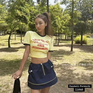 🇰🇷New🇰🇷  Korea sporty skirt กระโปรงสั้นผ้าnylonดีเทล แต่งรูดหน้าแบบเก๋มากค่าตัวนี้ แนะนำเลยนะคะ