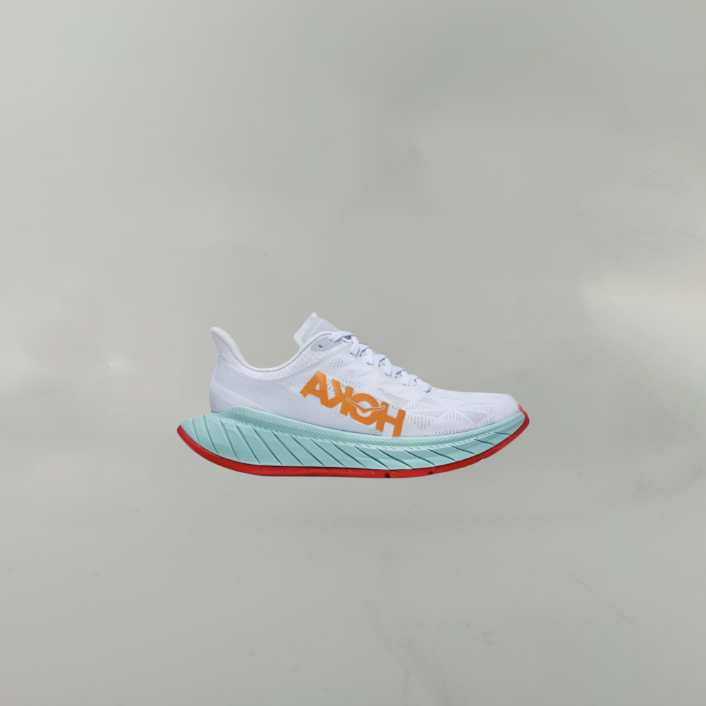 HOKA ONE ONE U ROCKET X 2 Durable and breathable low top running shoes in white and blue