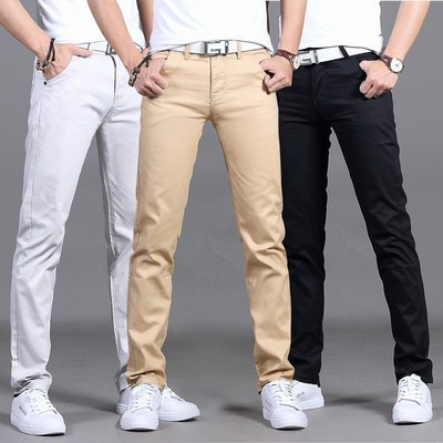 ซื้อ กางเกงขายาวชาย กางเกงแฟชั่นชายสไตล์เกาหลี ใส่สบาย ไม่ร้อน Slim-fitting