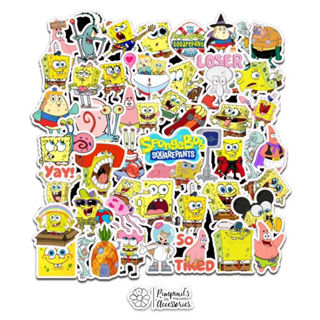 ʕ •ᴥ•ʔ ✿ พร้อมส่ง : สติ๊กเกอร์กันน้ำเคลือบด้านเซ็ทสพันจ์บ็อบ | Sponge Bob Matte Waterproof Decoration Sticker Set.